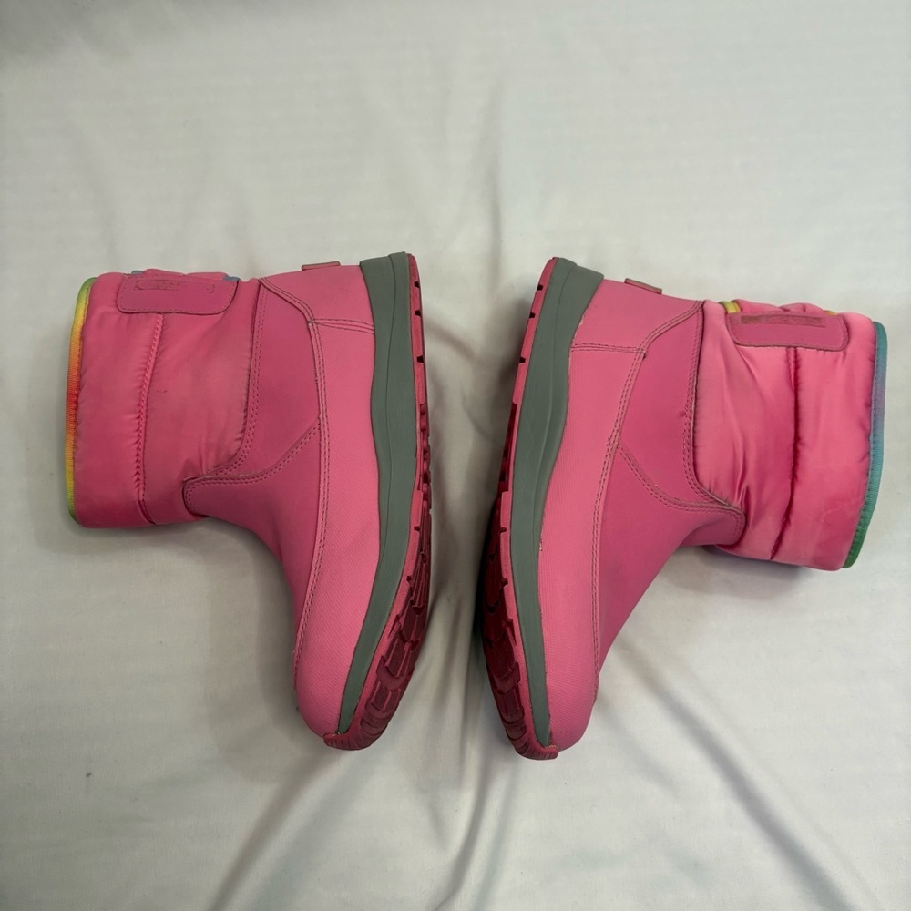 UGG Toty Weather Rainbow Waterproof Boots Pink Leather Nylon Sheepskin Insole - Picture 7 of 14